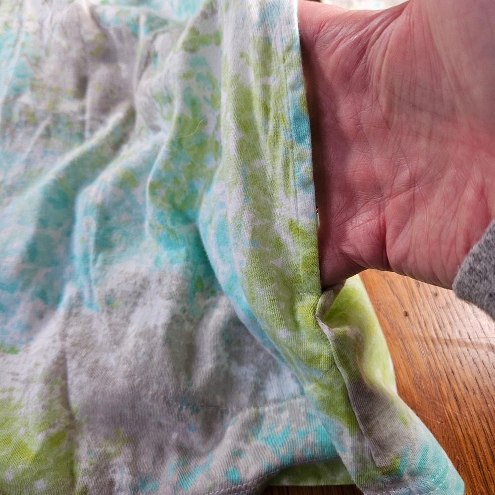 Pure Jill Batik Jacket Open Front Cardigan Pima Cotton Blend Green Blue L - Picture 7 of 9